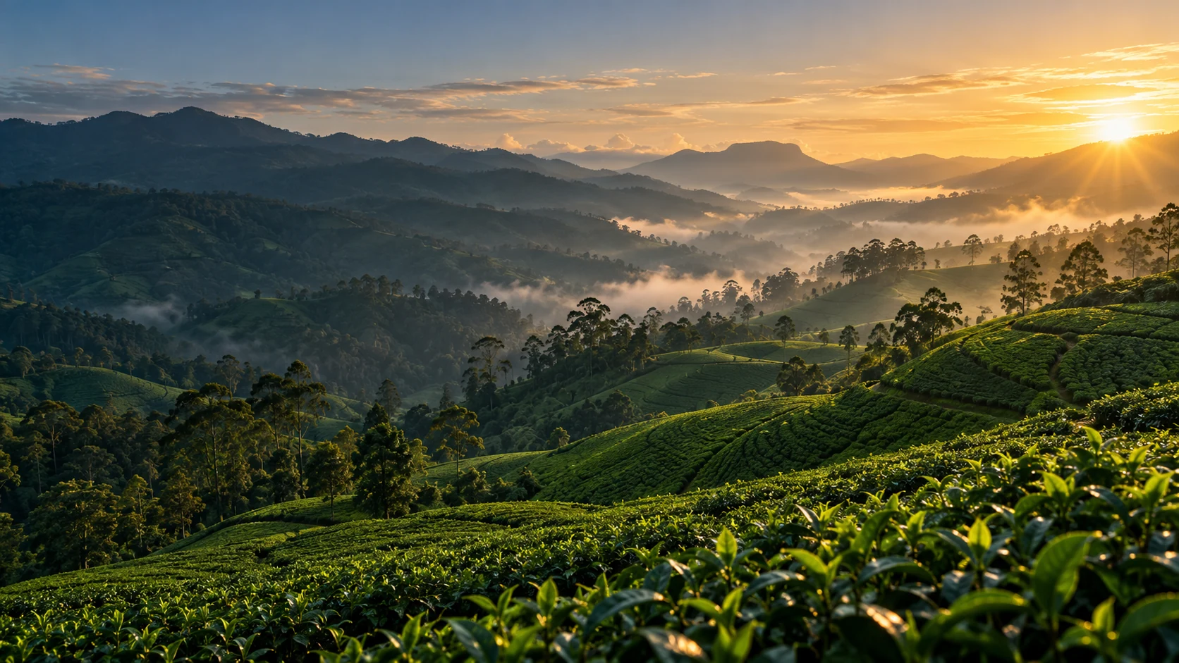 Illustrative view of Sri Lankan tea highlands